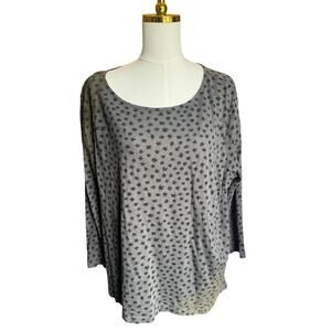 Gudrun Sjoden Organic Cotton Star Print Tunic Top Gray Gold XL